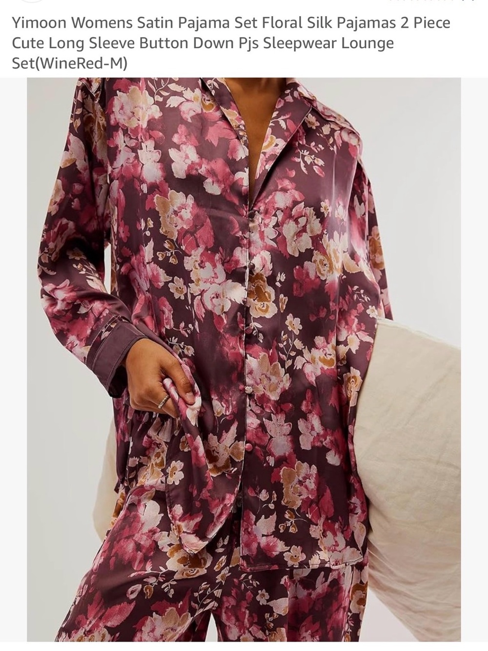 Floral Satin Pajama Set in Plum and Rose